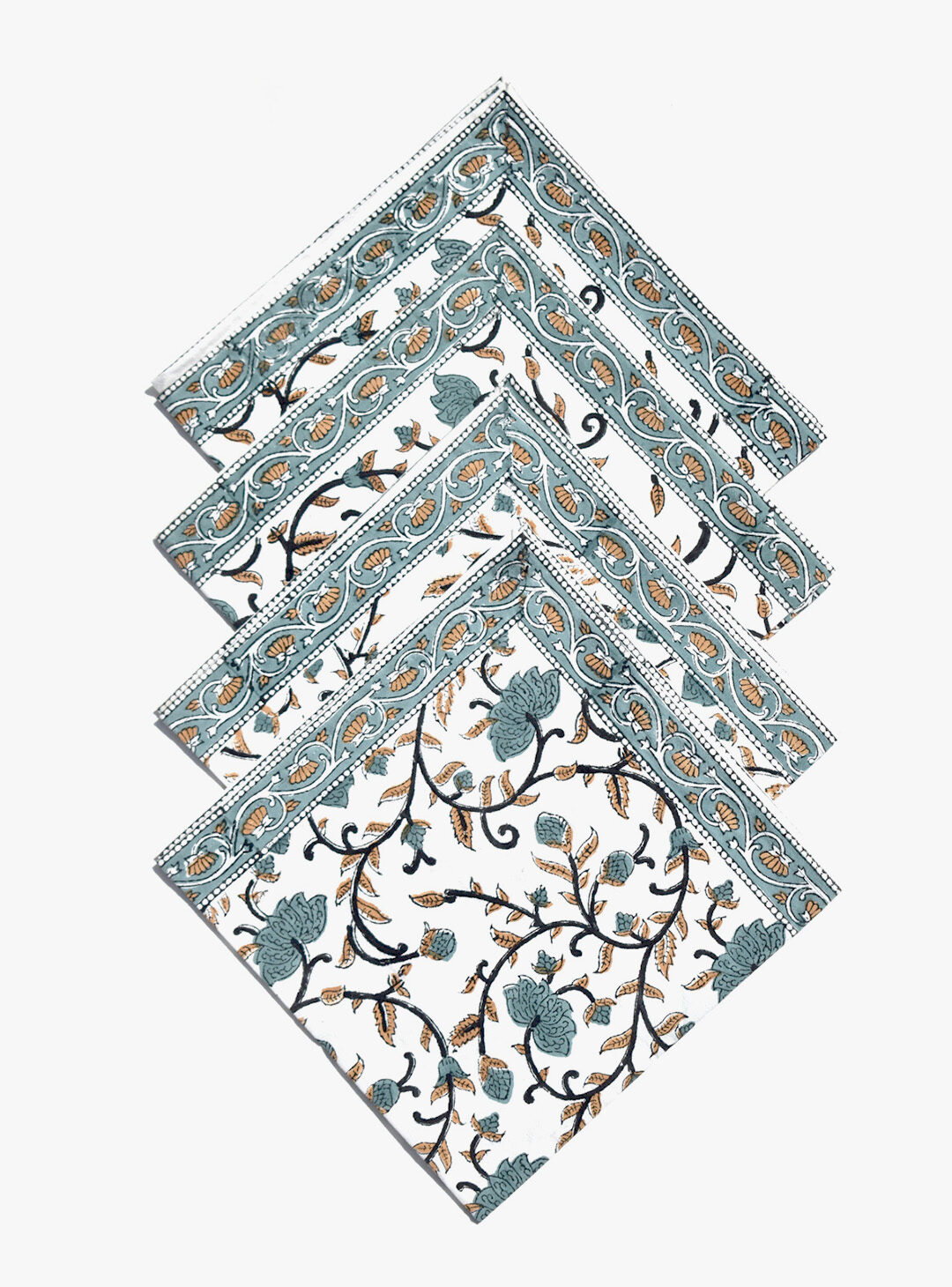 Block Print Silver Floral Napkins