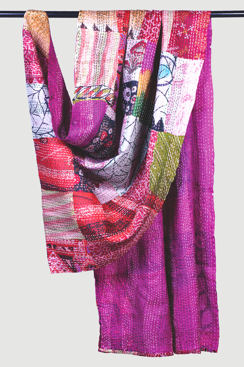 Silk Sari Kantha Throws