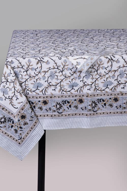 Silver Floral Tablecloth