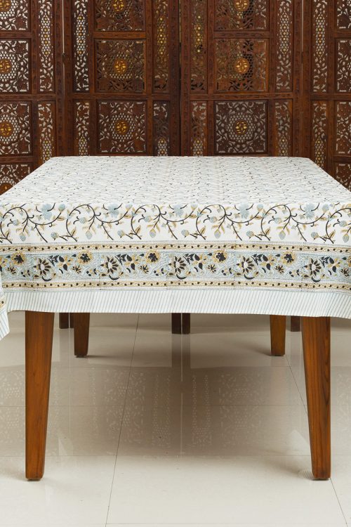 Silver Floral Tablecloth