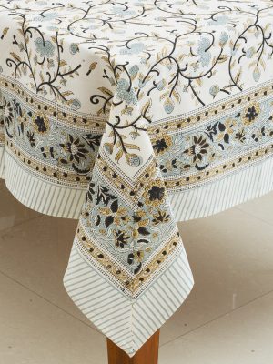 Silver Floral Tablecloth