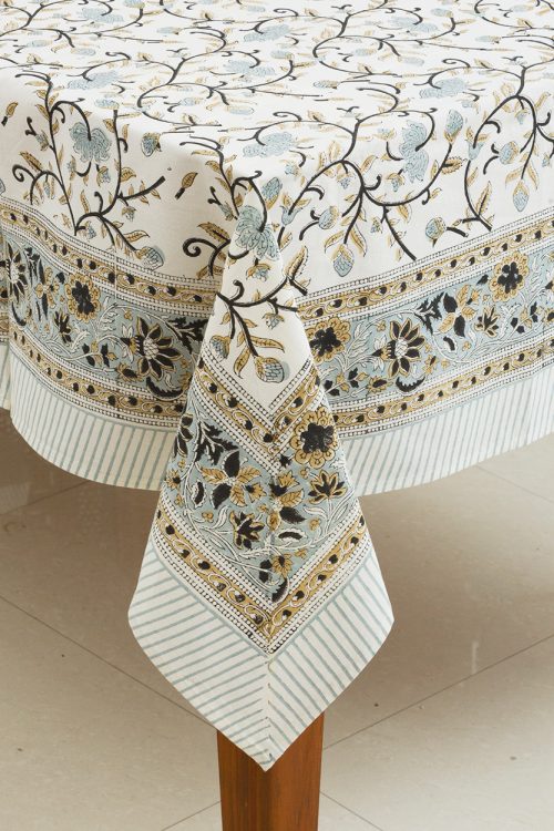 Silver Floral Tablecloth