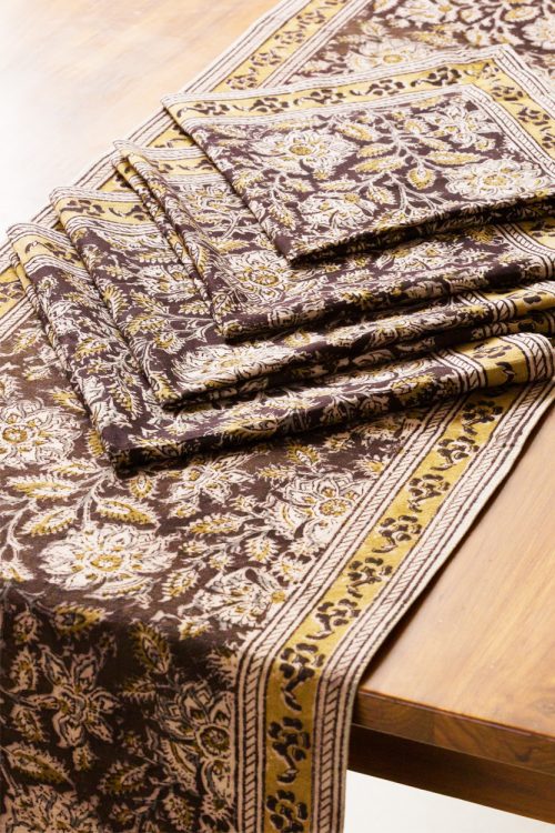 Black Kalamkari Table Runner