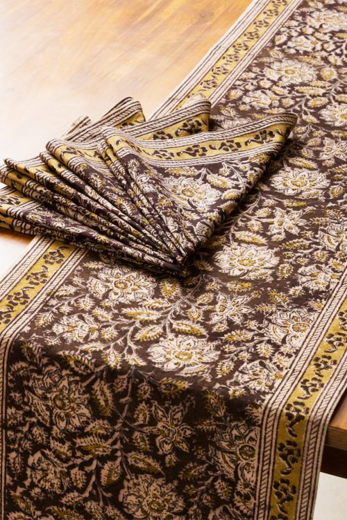 Black Kalamkari Table Runner