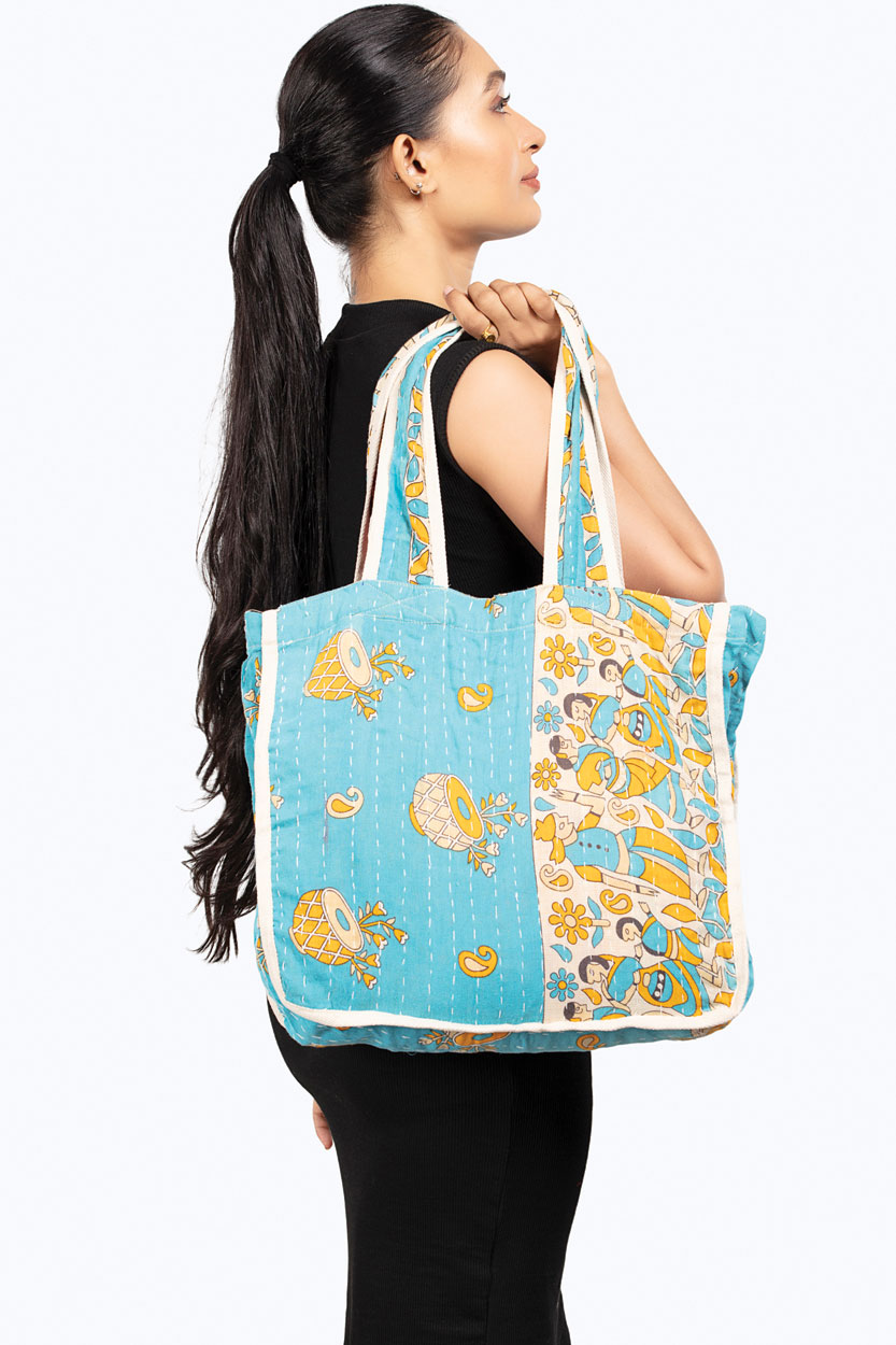 Blue Kantha Market Bag