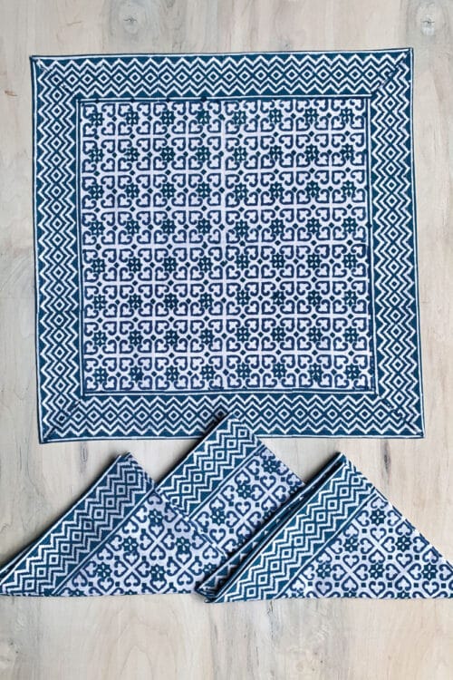 Blue Geometric Print Napkins