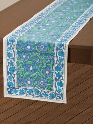 Blue Floral Table Runner