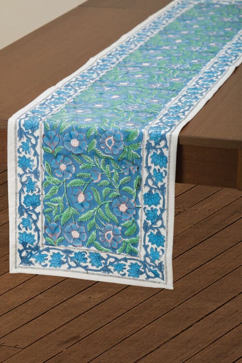 Blue Floral Table Runner