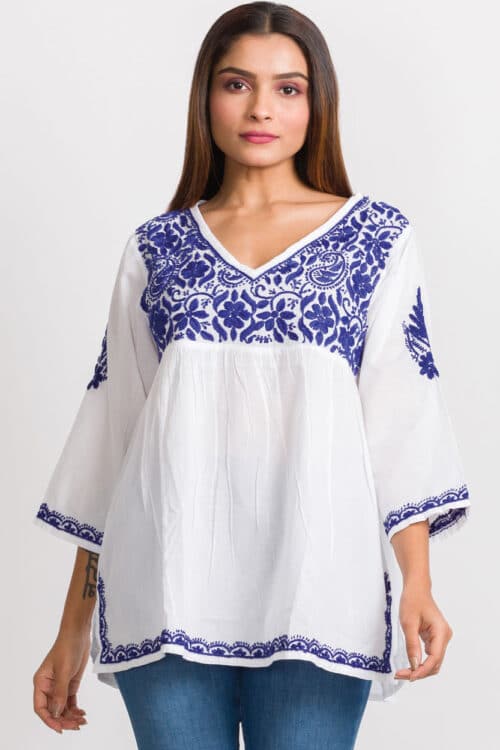 Ramani Blue Hand Embroidered Top
