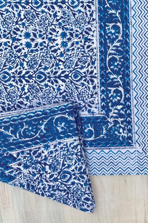 Blue Printed Tablecloth and Napkins