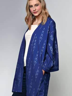 Navy Blue Ikat Handloom Kimono