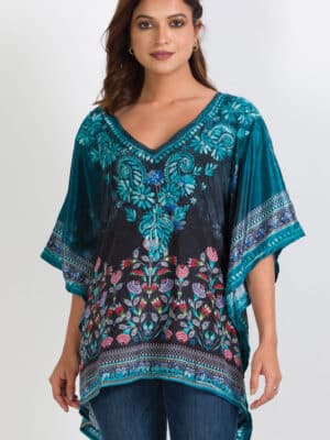 Shanti Teal Embroidered Top
