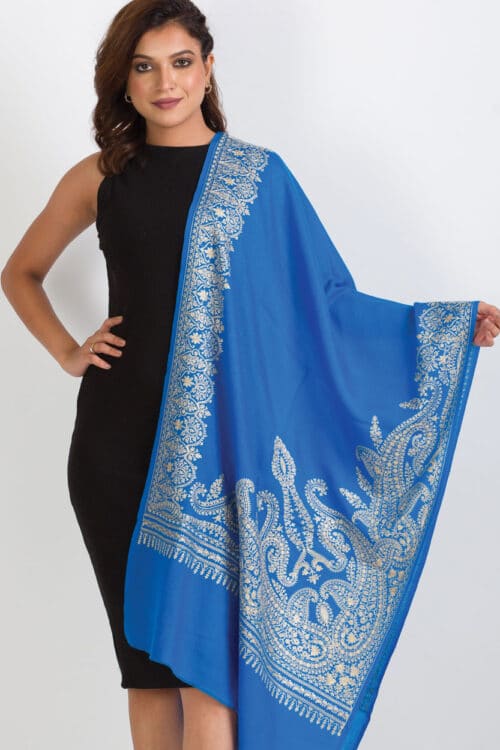 Geeta Blue Embroidered Shawl