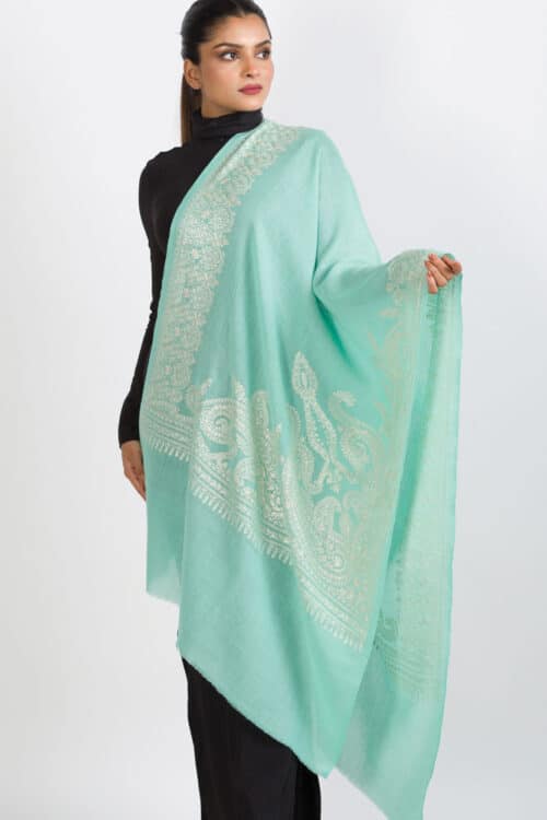 Geeta Aqua Embroidered Shawl
