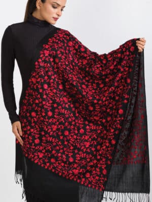 Rani Red Embroidered Shawl