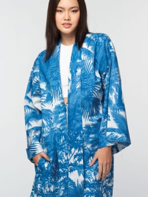 Surya Blue Printed Kimono