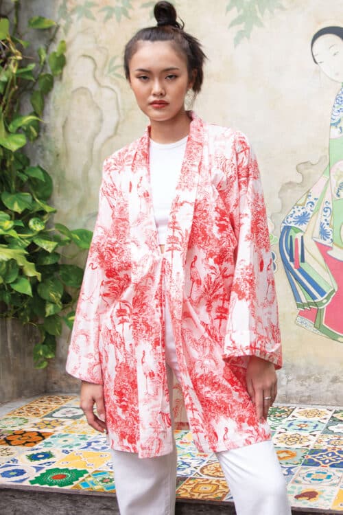 Surya Red Printed Kimono