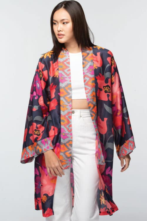 Malini Navy Floral Kimono