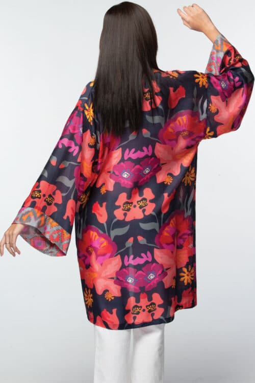 Malini Black Floral Kimono