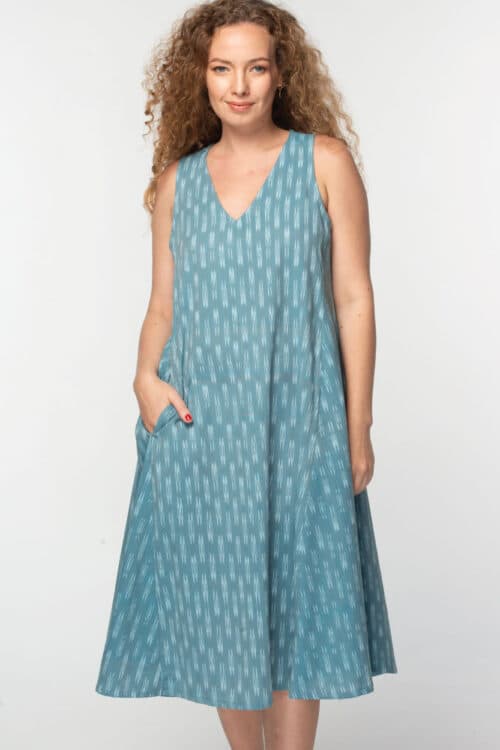Blue Ikat Fair Trade Cotton Dress