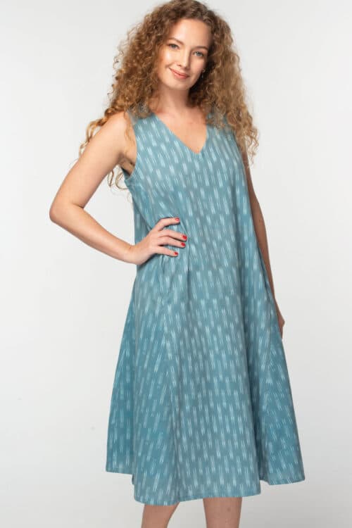 Blue Ikat Fair Trade Cotton Dress