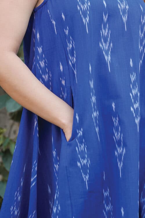 Ikat Indigo Fair Trade Dress with Pockets