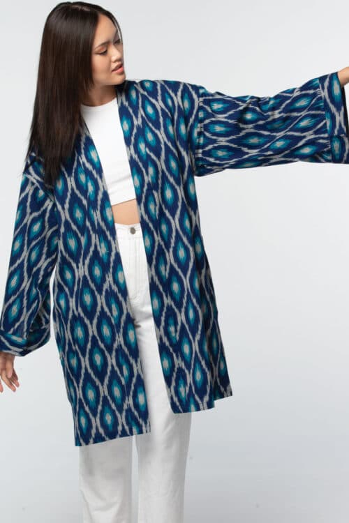 Blue Ikat Handloom Kimono
