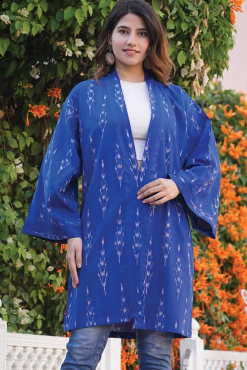 Ikat Blue Cotton Kimono