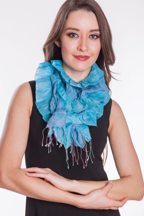 Maitri Ruffle Scarf in Turquoise