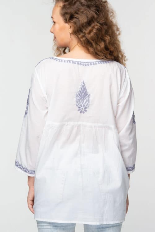 Ramani Embroidered Lavender Tunic Top Back View