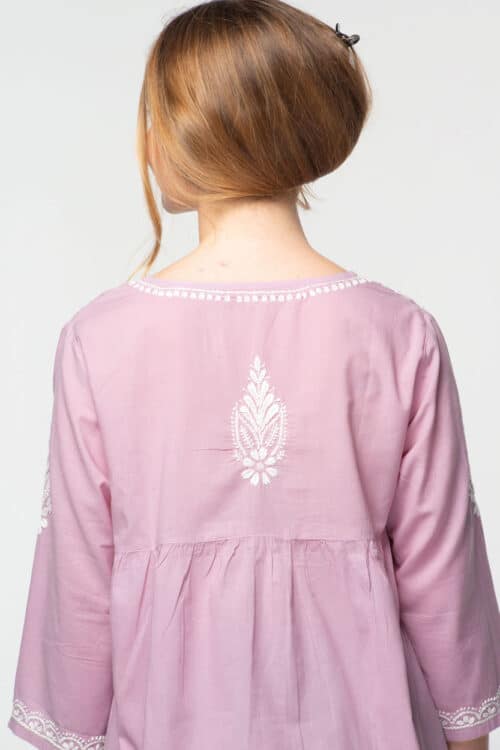 Ramani Embroidered Purple Tunic Top Back View