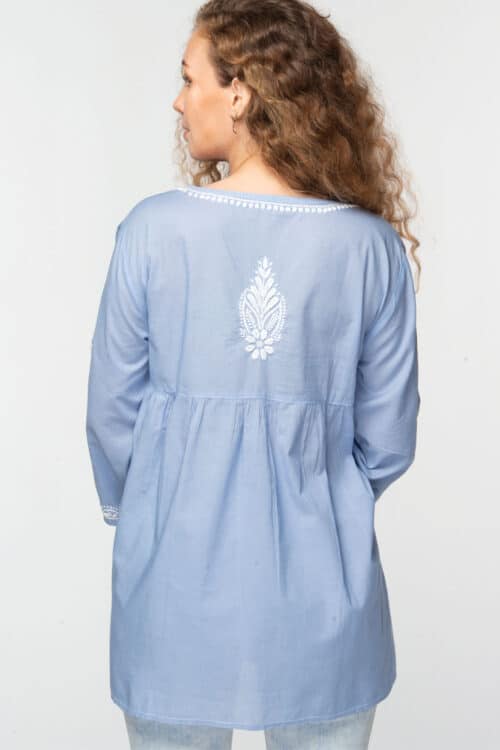 Ramani Sky Blue Hand Embroidered Tunic
