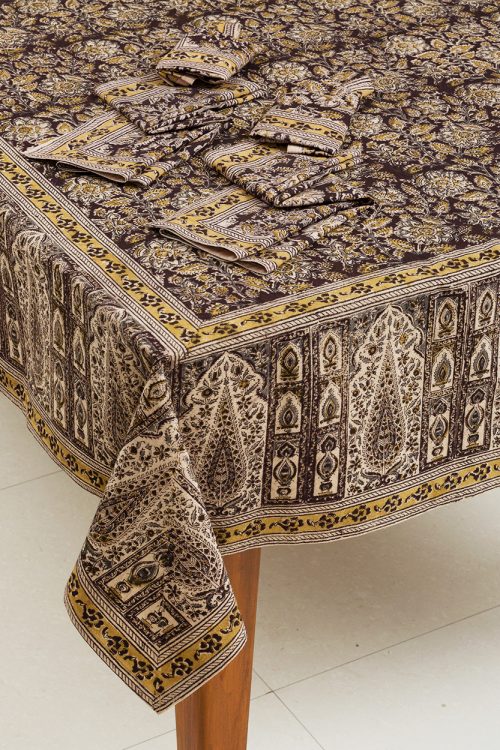 Black Kalamkari Tablecloth