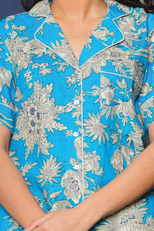 Shanti Turquoise Cotton Pajamas