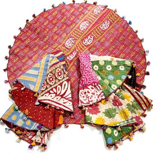 Round Kantha Table Cover