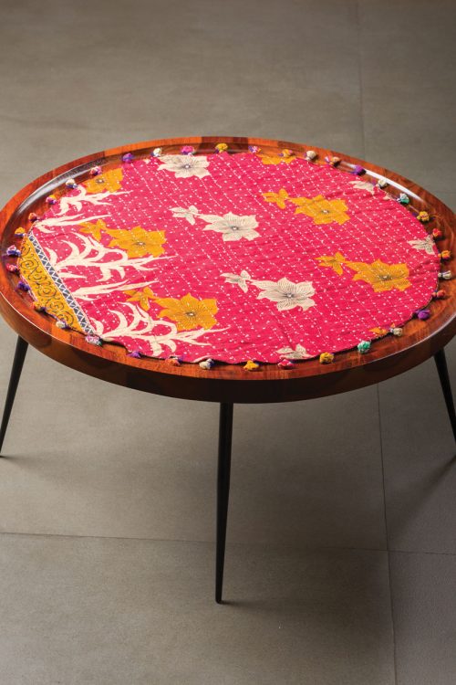 Round Kantha Table Cover