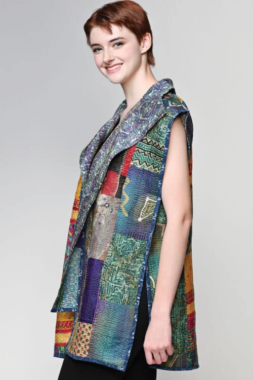Reversible Kantha Silk Sari Jacket