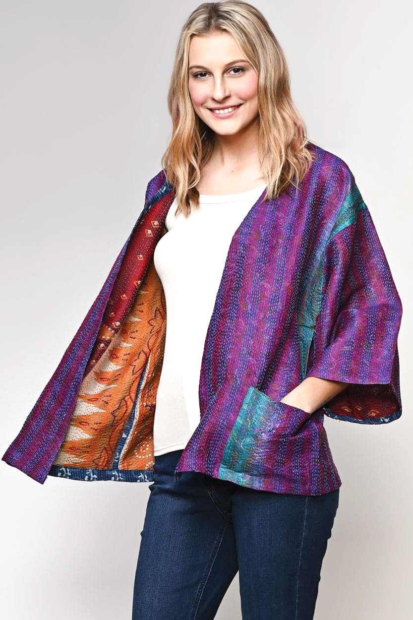 Reversible Silk Kantha Kimono