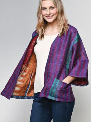 Reversible Silk Kantha Kimono Jacket KM-11