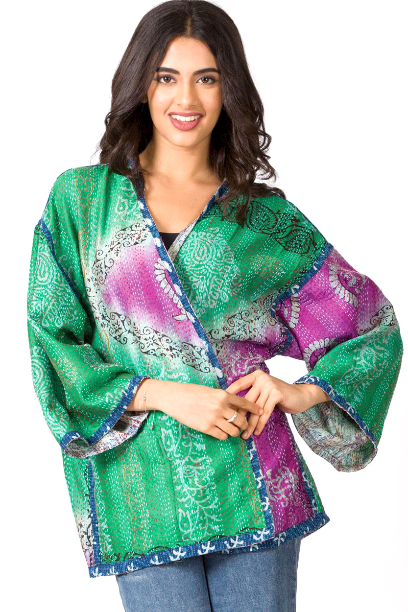 Reversible Silk Kantha Kimono