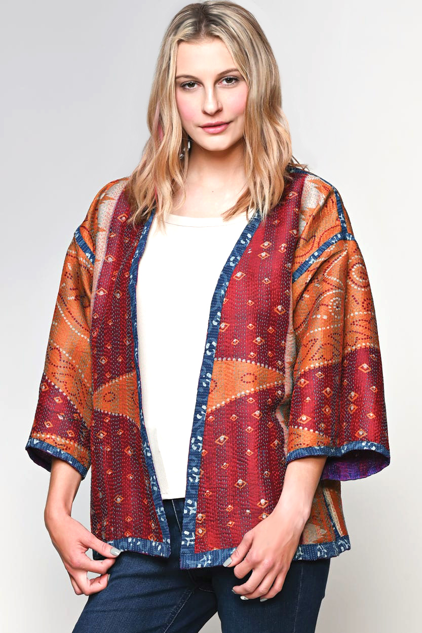 Reversible Silk Kantha Kimono