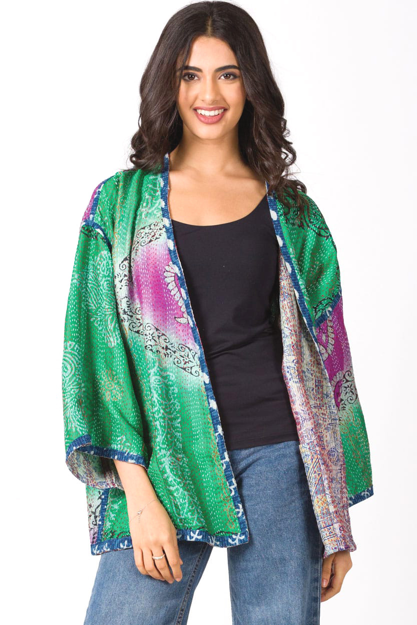Reversible Silk Kantha Kimono