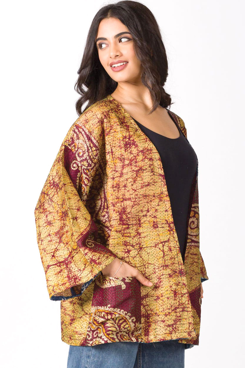 Reversible Silk Kantha Kimono