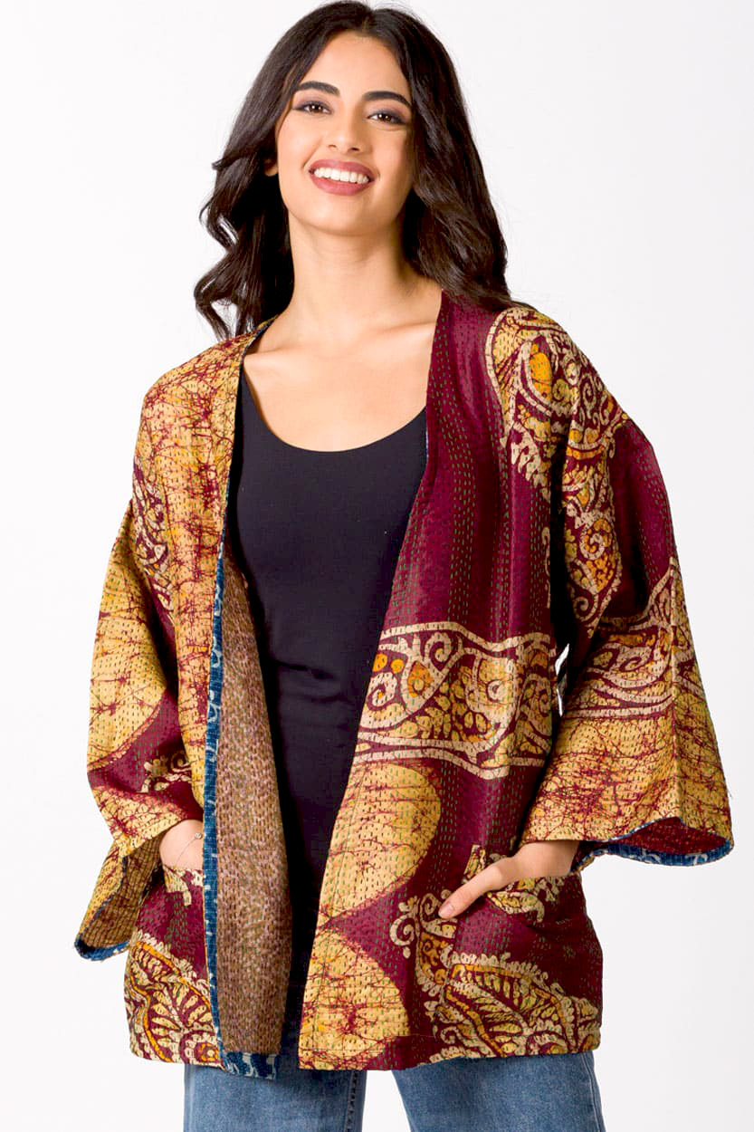 Reversible Silk Kantha Kimono