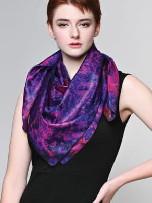 Purple Batik Silk Sari Scarf