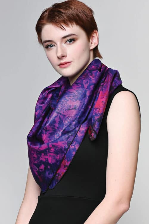 Purple Batik Silk Sari Scarf