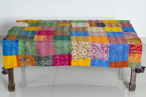 Kantha Square Silk Sari Table Cover