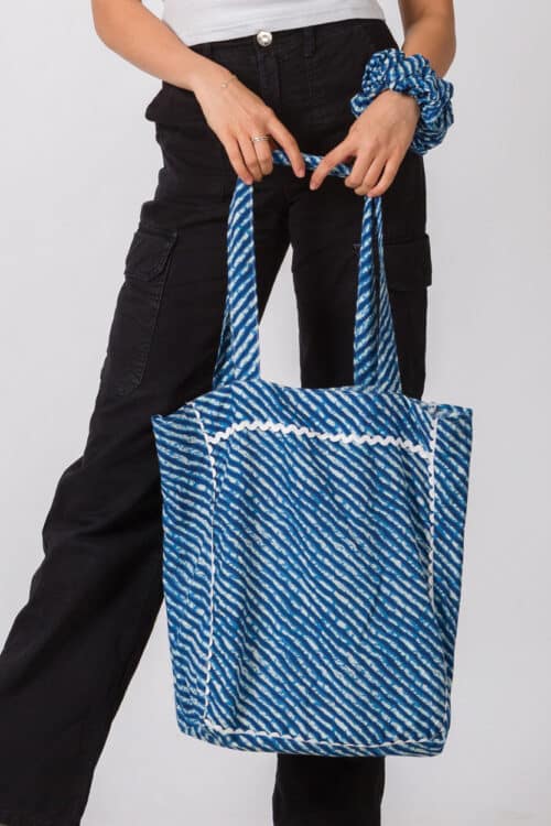 Leheria Blue Cotton Tote Bag