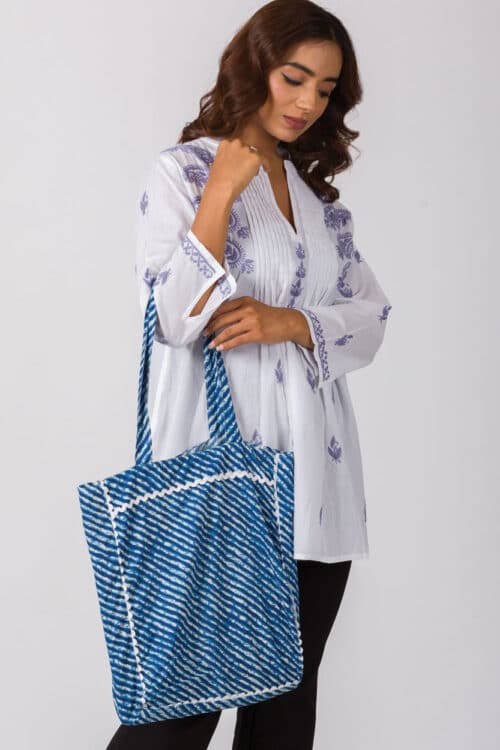 Leheria Blue Cotton Tote Bag