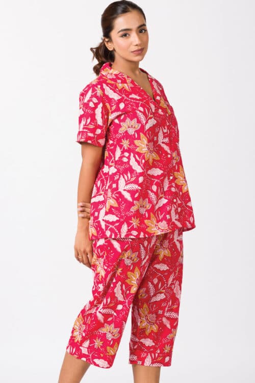 Red Capri Pajama Set